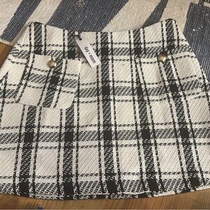 Day Round Black and White Checkered Mini Skirt